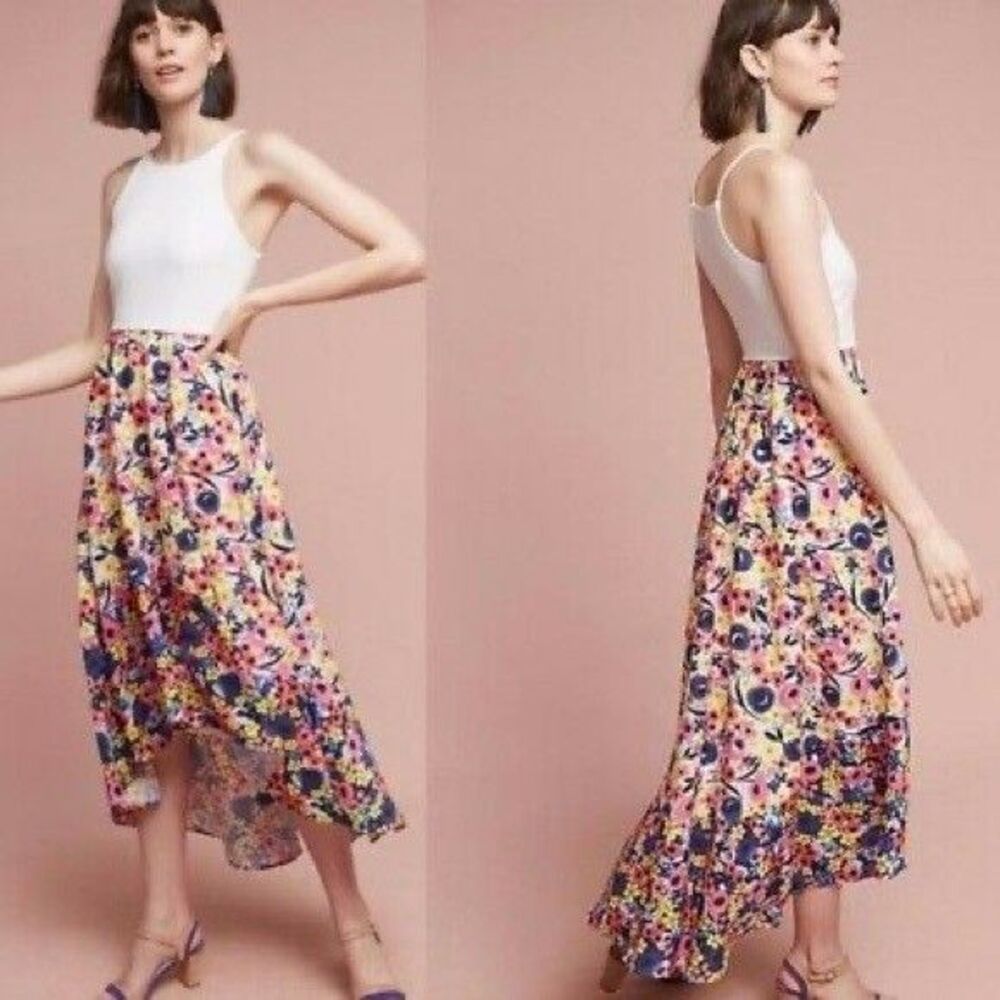 Anthropologie Hutch Bethanie High Low Dress Size S Multicolor Floral Flowy BOHO